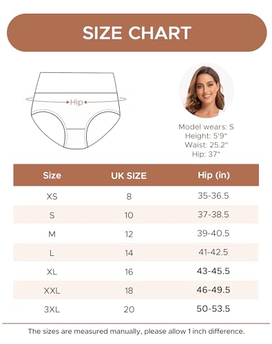 INNERSY Underwear for Women High Waisted Knickers Stretchy Cotton Panties Ladies Full Briefs Pack of 5