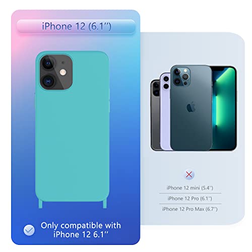 Image of Compatible with iPhone 12 Case with Lanyard Crossbody iPhone Case with Strap Adjustable Shockproof Drop Protection Silicone Phone Cover for iPhone 12 6.1''