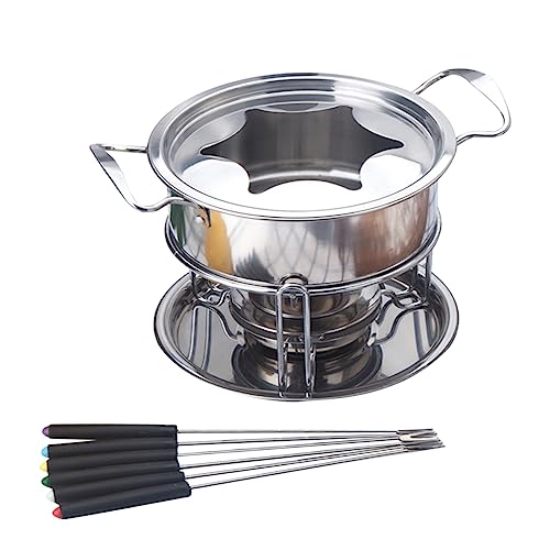Unomor Melting Furnace for Chocolate Fondue 10-piece Fondue Set Stainless Steel Pot Easy to Use for Novices