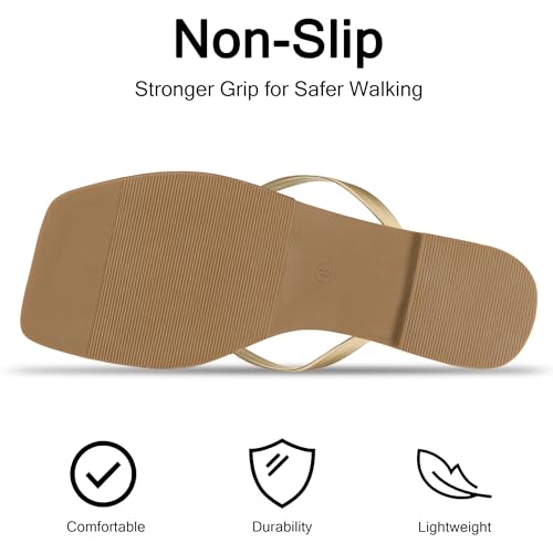 Image of Flip Flops for Women Comfortable Square Toe Casual Beach Sandals Summer Outdoor and Everyday Wear