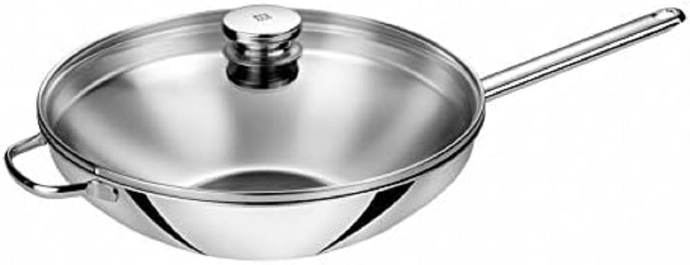 Zwilling Plus Wok 32 cm, wok en acier inoxydable, couvercle