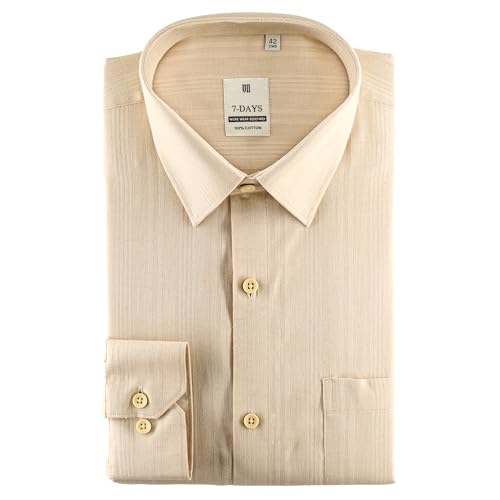 Image of 7-DAYS Men's Premium Formal Shirts - Regular Fit, Full Sleeve, 100% Pure Cotton, Self-Design, with Pocket - Stylish Office Shirts for Men