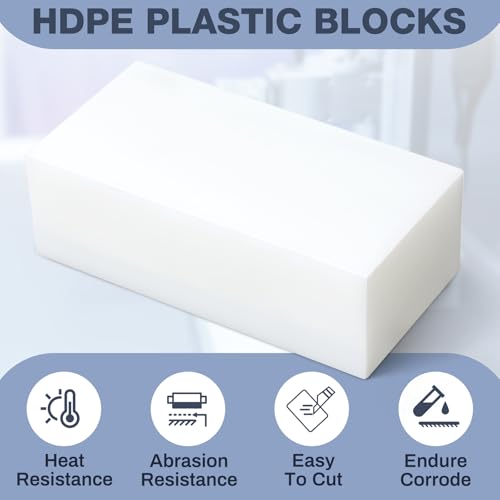 Image of Colingmill 2 Pcs Hdpe Plastic Block 2 inch x 3 inch x 6 inch, Polyethylene Solid Plastic Block for Machining, Home Floor Improvement, Prototyping, DIY Projects, Engineering (White)