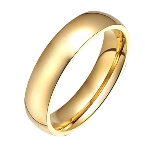 JAJAFOOK Gold Plated Stainless Steel Dome Band Rings,4mm 8