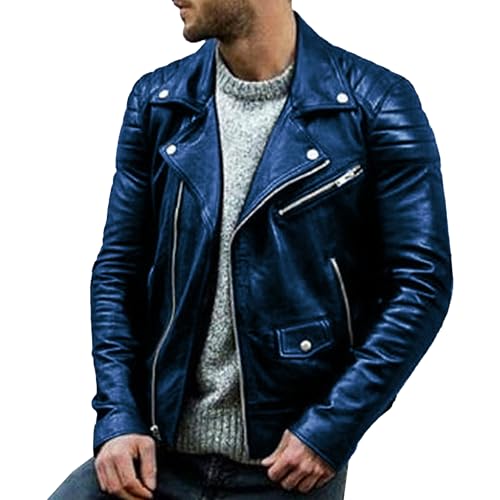 Men's Vintage Leather Jacket Winter Windproof Leathers Coat Zipper Male Motorcycle PU Coat