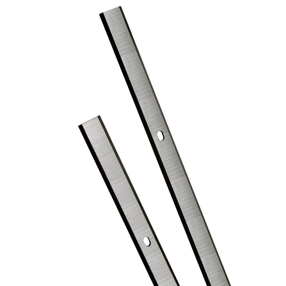 2 Cuchillas para cepilladora 320x12x1,5mm Acero rápido M2 | Orificios de alineación mecanizados con precisión y funda de plástico protectora