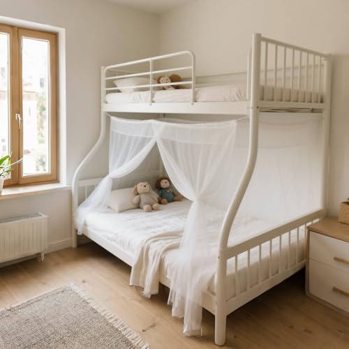 Image of 4 Corners Mosquito Net for Bed,White Mosquito Net para Mosquiteros for Bunk Beds,Dorm Twin Bed Canopy,Tight Weave Insect Netting,for Camping Home,Dormitory,Housing Bed Bug Protection(2m*1.5m)