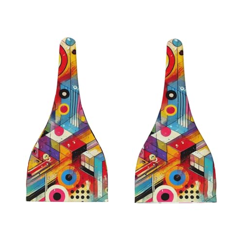 Newborn Baby Hat, Colorful Pop Art Painting Print Soft Top Knot Beanie Cap, Cute Baby Headwear for 0-6 Months3