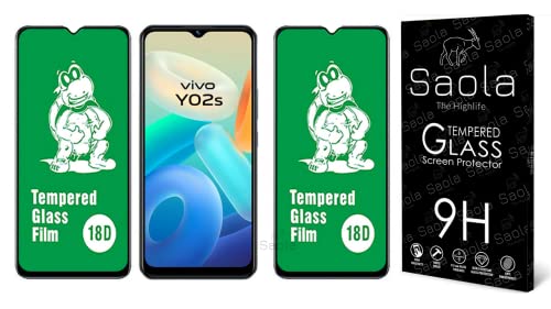 Image of Saola 18D Tempered Glass With Inbuilt AirBag Borders For Vivo Y02s (Pack Of 2) with Free Installation Kit. Full screen Coverage - 6.51 inch