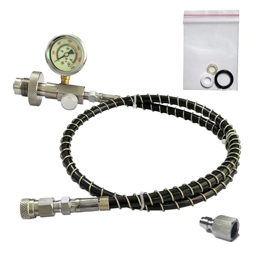 DRYHTEN Druckluftzylinderbehälter G5/8 (5/8BSPP) DIN Füllstation Ventiladapter Befüllanschluss HPA Tauchsport Atemgerät Nachfüllstation mit 1Meter Schlauch Edelstahl 310bar