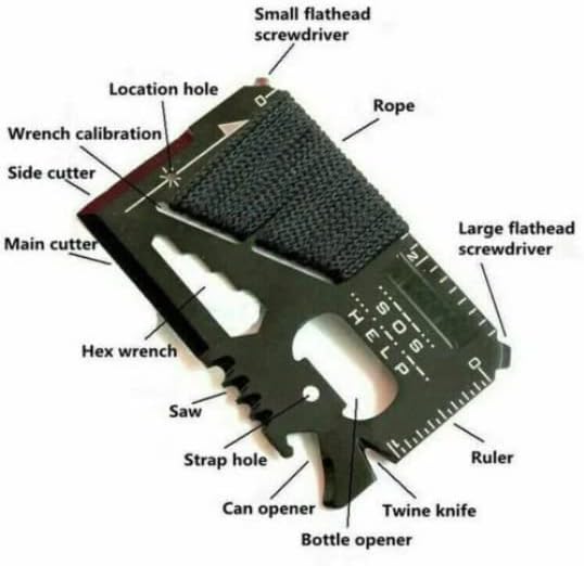 Miniatura 5 de 14 in1 multifunción SOS bolsillo tarjeta de crédito cortador de supervivencia herramienta de camping al aire libre (1)