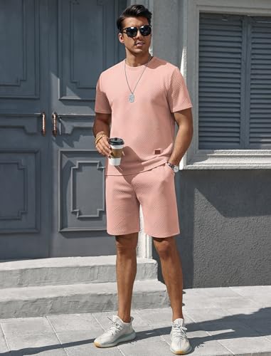 Vssjavun Men's Track Suits 2 Piece Outfits Casual Short Sleeve Shirt and Shorts Set Sweatsuit Summer Tracksuit