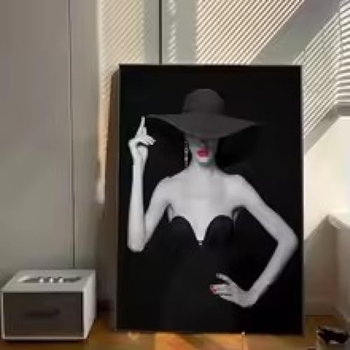 Art mural de femme aux lèvres rouges sur toile encadrée 60x90