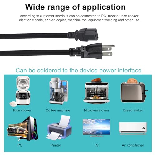 Image of Computer Y Splitter Power Cord, 6FT NEMA 5-15P to 2X IEC60320 C13 Female 2 Ways Outlet AC Power Cord, SJT 16AWG Universal Laptop 3 Prong Power Cable, C13 Y Spliiter for Monitor /TV /Printer(6FT)