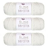La Mia Baby L050 Lot de 3 pelotes de laine peignée super douce 50 % coton 100 g 200 m Taille M