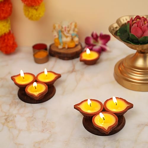 Image of Welburn Veda&Co Pure Cow Ghee Diya for Puja & Diwali Decoration | Upto 3 Hours Burn time | Smoke Free | Diyas for Pooja Havans & Religious Rituals,Festivals | Ready to use (7 pcs) (Pack of 7)