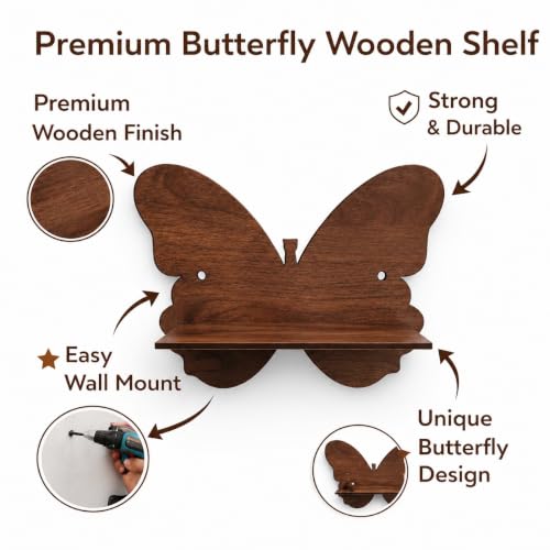 Image of Wall Mounted Planter Holder Set of 4 | Wooden Plant Stand | MDF Floating Wall Shelf | Indoor Plant Shelf | Plant Pot Holder | Wall Shelf | Home Decor | Living Room, Bedroom, Balcony, Office | Brown