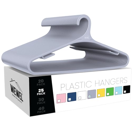 Image of WEWEL 25 Pcs Premium Hangers for Hanging Clothes (Matt Finish)(Bendless Design)(Grey | 25)