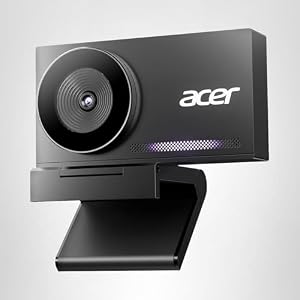 Acer Cámara web 4K para PC/Mac con cuerpo unibody de metal completo esculpido, sensor Sony de 1/2″, PDAF, 2 micrófonos de reducción de ruido, cubierta de privacidad, ligera, enfriamiento rápido