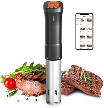 INKBIRD ISV-200W WIFI Sous Vide Cooker, 2.4G Sous Vide Machine with APP Control, 1000 Watts Immersion Circulator with APP Recipes Timer Alarm Mobile Notification, 3D Water Fast Heating Ultra-Quiet