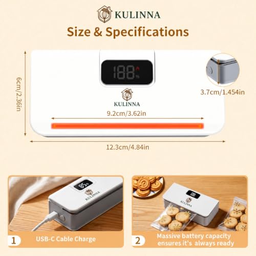 Image of Rechargeable Mini Bag Sealer 2 in 1 Heat Sealer and Cutter with LED Display - Magnetic Portable Food Bag Sealing Machine for Snack Packets, Chips, Dry Fruits and Kitchen Storage