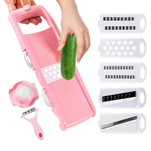 Cortador de verduras, rallador multifuncional – Cortador de verduras versátil, cortadora de patatas, cortadora de verduras, cortadora de mandolina, picadora de verduras de acero inoxidable