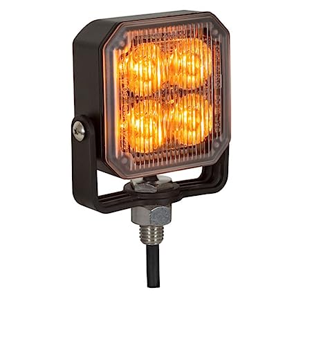 2.875 Inch Amber Square Post Mount Strobe Light With 4 LED (1 EA)