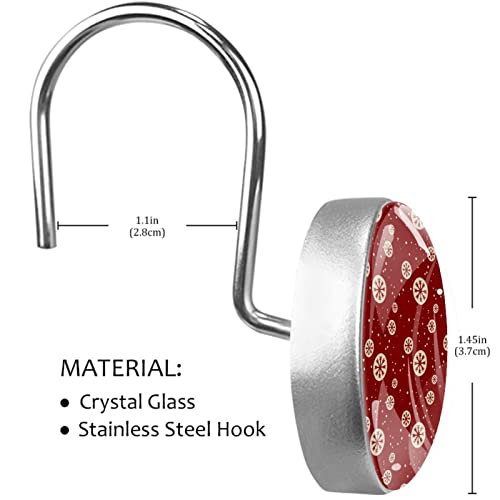 Crochets rideau de douche anti-rouille en acier inoxydable à motif flocon rouge