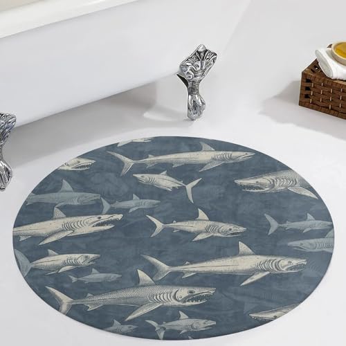 Alfombra pequeña lavable de cocina dormitorio y baño con tiburón 6
