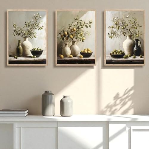 Toile imprimée botanique vintage grand format 70x90cm pour déco murale salon rétro