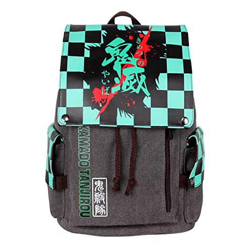 Gloomall Japanese Anime Backpack Canvas Shoulders Bag Drawstring School Bag Travel Bag (Tanjiro Kamado) #TOP4