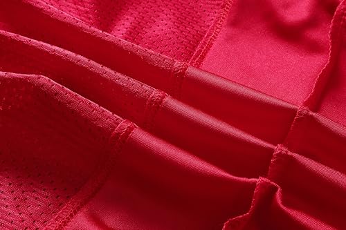 YWIES Blank Women Football Jersey Mesh Athletic Football Shirt Practice Sports Uniform Red