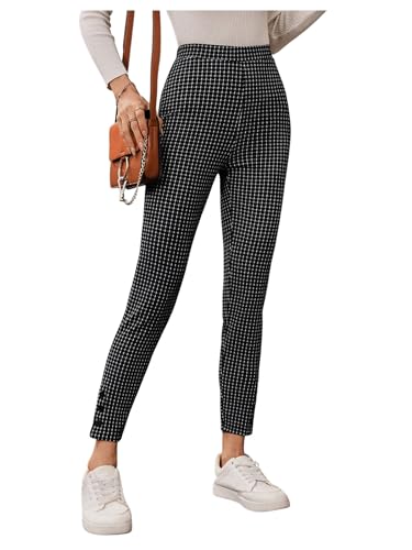 SweatyRocks Women's Plaid Pants High Waisted Skinny Work Office Long Trousers4