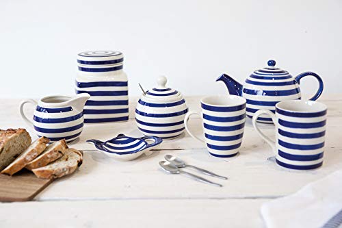 London Pottery JY18LT02 Out of the Blue Globe Tetera con colador, gres, diseño de rayas azul marino, 4 tazas (900 ml) - Imagen 5