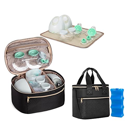 Image of Fasrom Wearable Breast Pump Carrying Case Bundle with Breast Milk Cooler Travel with Ice Pack Fits 6 Tall Baby Bottle Up to 9 Ounce
