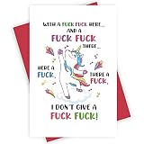 Alzombi Naughty Joking Card for Friend Him Her, Funny With A Fuck Fuck Here Unicorn Card, Adult Rude