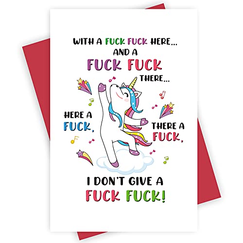 Alzombi Naughty Joking Card For Friend Him Her, Funny With A Fuck Fuck Here Unicorn Card, Adult Rude Birthday Card #TOP4