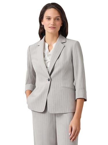 Kasper Women's Pinstripe 1 Bttn Notch Collar JKT W/Rol