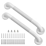 Rackickyer Shower Grab Bar, 2 Pack 16 Inch White Bathroom Grab Bar, 1.25' Diameter 304 Stainless...