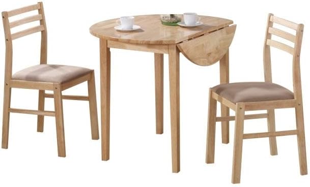 CARTESIAN 3-Piece Drop Leaf Dining Set, Natural Wood Table and 2 ...