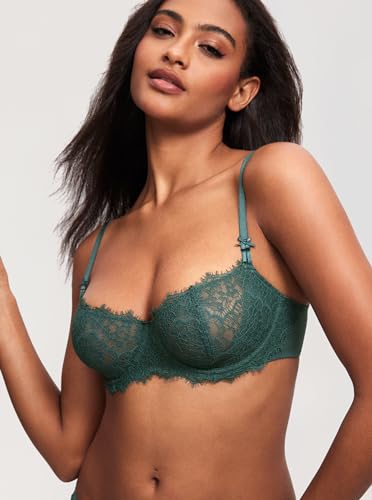 Image of DOBREVA Women's Balconette Sexy Unlined Bra Lace Push Up Plus Size Bras See Through Underwire