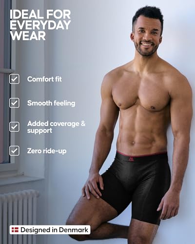 DANISH ENDURANCE Mens Boxer Briefs, Soft Bamboo Viscose Trunks, Tag-Free, Breathable, With or Without Fly, 3 or 6-Pack3