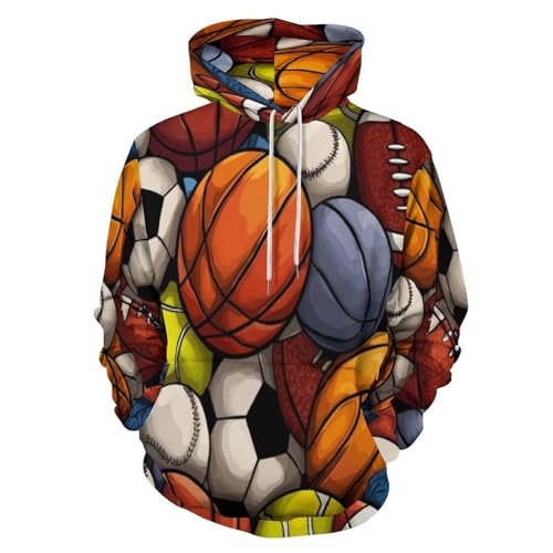 Sweat à capuche homme imprimé sportif pull oversize chic vêtement orange automne