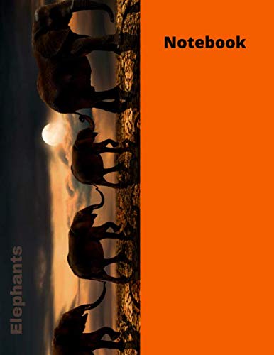 Elephants Notebook: Orange soft cover notebook, 110 ruled pages journal for Boys Girls, Students and Teachers, 8,5 X 11 po