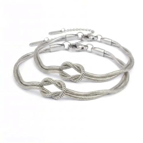 Bracelet nœud d'amour KAKI en acier hypoallergénique finitions argent et or
