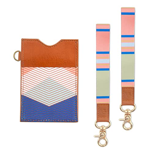 GTOTd Strip Wrist Lanyards 2packï¼ˆwith Minimalist Walletï¼‰for Keychain Holder Leather ID Badge Holder,Card Holder Pocket Wallets with Gifts Car Keys Wallet Phone Holder for Kid, Women, Men Merch