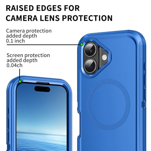 Mieziba for iPhone 17 Case,[Compatible with MagSafe][Military Grade Shockproof] 3-Layer Heavy Duty Protection Cover Case for iPhone 17 6.3",Sea Blue by Mieziba - Image 4