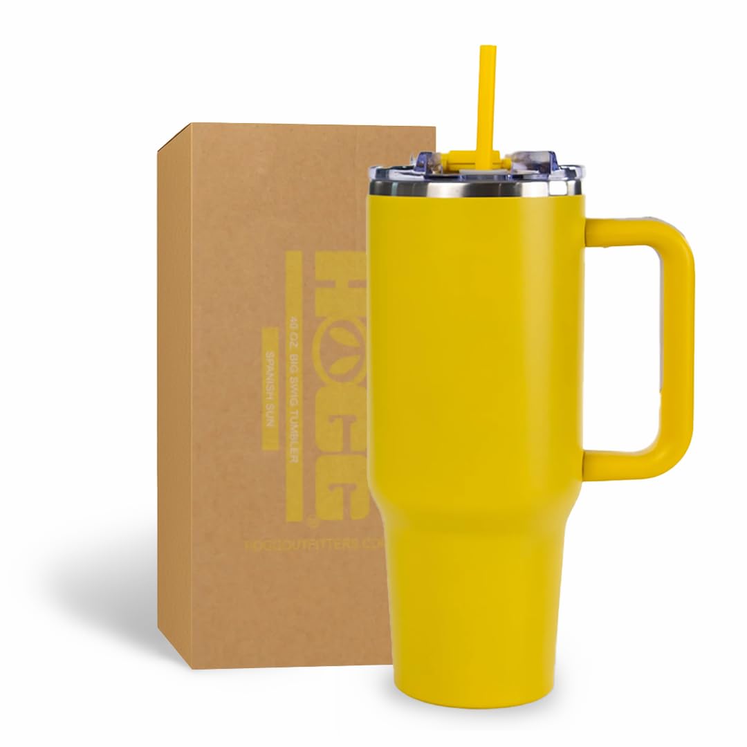 Hogg Big Swig 40 oz Tumbler with Handle and Straw - Spanish Sun, 40oz Insulated Stainless Steel, Water Tumbler with Straw, Water Cup with Handle,