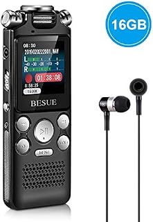 Digital Voice Recorder - 16GB Voice Activated Recorder with Playback USB Rechargeable, Noise