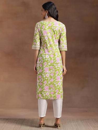 Image of Libas Women Cotton Straight fit Printed Kurta 29049R Pink Suit